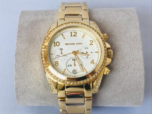 OROLOGIO NUOVO AUTENTICO MICHAEL KORS BLAIR ORO CRONOGRAFO CRISTALLI DONNA MK6762