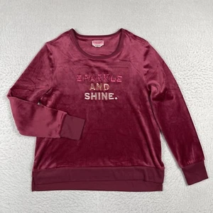Kate Spade Sweatshirt Womens Medium Red Velvet Sparkle Shine Embroidered Top - Picture 1 of 13
