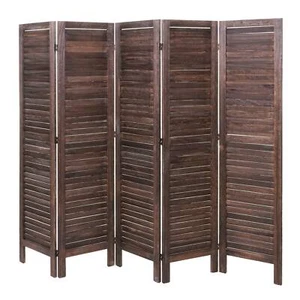 B-Ware Paravent MCW-G30, Trennwand Raumteiler, Shabby-Look 170x200cm braun - Bild 1 von 6