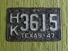1947 Texas License Plate TX 47 Tag HK 3615