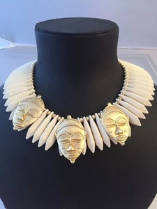 Vintage French Necklace With Ethnic Character Heads - Picture 1 of 4