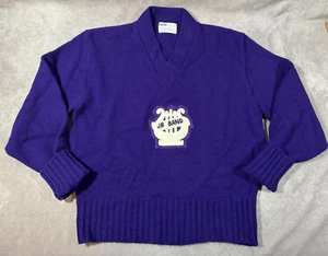 Vintage 70s AMF Award Sweater Tennessee American School Size 40 Purple JR BAND - Picture 1 of 13