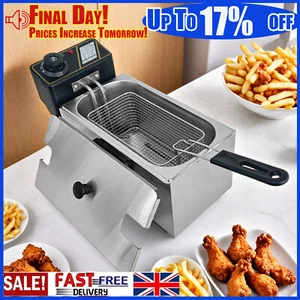 4L Commercial Electric Deep Fat Chip Fryer Fry Tank 2000W Stainless Steel UK NEW - Picture 1 of 15