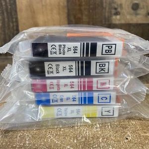 5 Ink Cartridges HP 564XL Photosmart 5520 6510 6520 7510 7520 5520 Printer - Picture 1 of 11