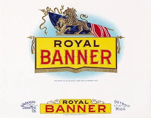 Unused Vintage Embossed Royal Banner Inner Cigar Box Label  Detroit, Michigan - Picture 1 of 2