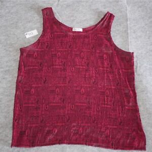 Elegant Red Thai Silk Tank Top with Traditional Pattern Print Size L