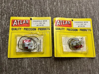 Two #757 M 350 Vintage ATLAS  SYNCARONOUS MOTOR 12-15 VOLT AC  NIP NOS - Image 1 of 2