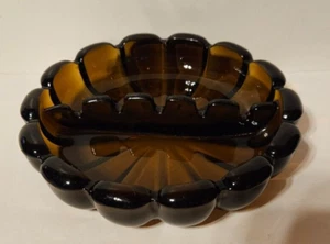 Large VTG. Viking ? Dark Amber Glass Ashtray Mid Century Modern MCM 5 Slot 6.5" - Picture 1 of 5