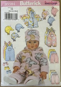 Butterick Pattern B5584 Infants Jacket Pants Overalls Hat Mittens NB S M - Picture 1 of 3