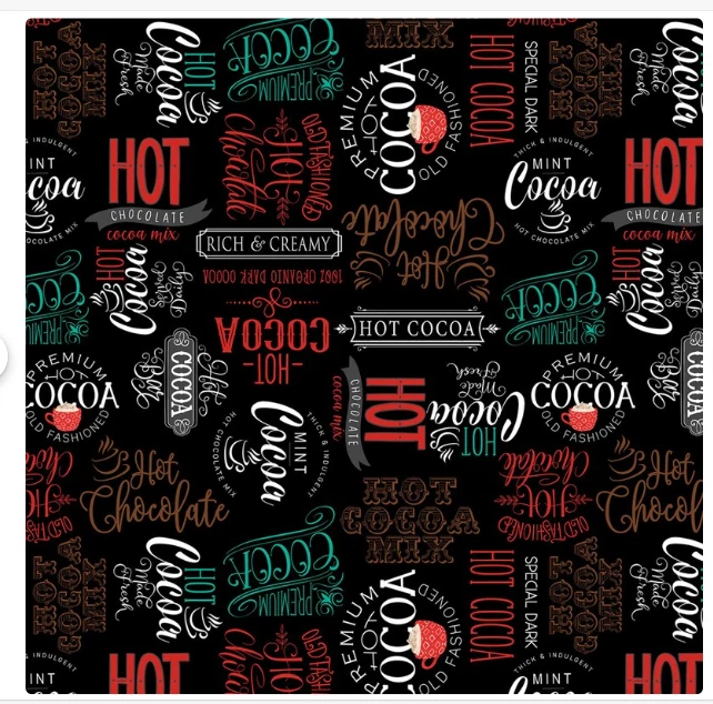POR Wilmington COCOA Sweet Word Toss Estampado Negro 100% Algodón Edredón Tela Yarda Foto 1 de 1