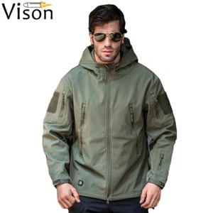 Men Waterproof Tactical Soft Shell hood Jacket Coat Military Jacket Windbreaker - Picture 1 of 17