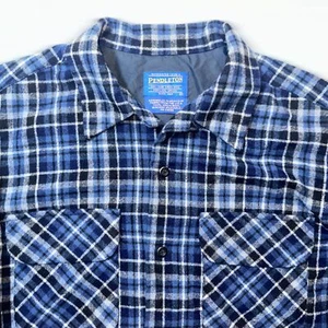 Pendleton Board Shirt Blue Plaid Sz Medium Vintage 90s 23 X 29 - Picture 1 of 8