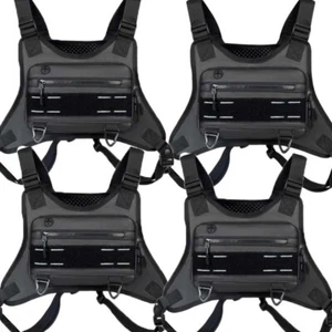 Tactical Combat Chest Rig Bag Front Pouch Recon Pack Sport Black Protective Vest - Picture 1 of 19
