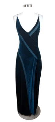 Free People Spliced Velvet Maxi Dress Size Small Green Mesh Cutout Slip Maxi - Image 1 of 4