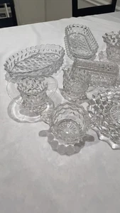 Vintage Lot (11) Pc Fostoria American Clear Cube Serveware - Picture 1 of 10