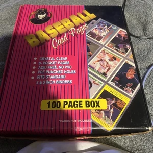 100 Baseball Card Collector Pages - Acid Free - No PVC - 9-Pocket Pages NIB - A1 - Picture 1 of 4