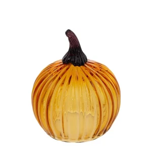 Medium Amber Glass Pumpkin 6.25" Hand Made - Picture 1 of 2