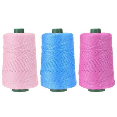 3 Pcs Polyester Macrame Cord, 3mm x 219 Yards - (Light Blue/Light Pink/Pink) - Image 1 of 4