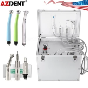 US Tragbare Dentaleinheit Luftkompressor Absaugung/High & Low Speed Handstück 4 Löcher - Bild 1 von 53