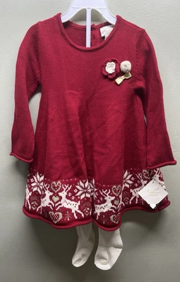 Conjunto de Vestido y Medias Heirloom Polly Flinders Niñas Niño 24 Meses Navidad Nuevo Foto 1 de 4