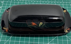 Gallery Collection Floral Butter Dish Rare By Ranmaru Japan Black - Picture 1 of 9