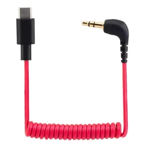 Cable USB C a 3,5 mm para Go II, ángulo recto en espiral TRS macho AUX5151 - Imagen 1 de 10