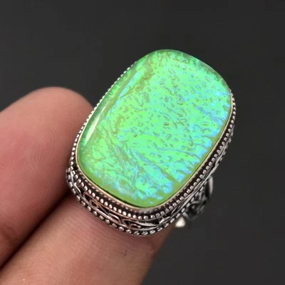 Anillo australiano triplete de piedras preciosas de ópalo hecho a mano joyería vintage 8,50" SR 2272 Foto 1 de 4