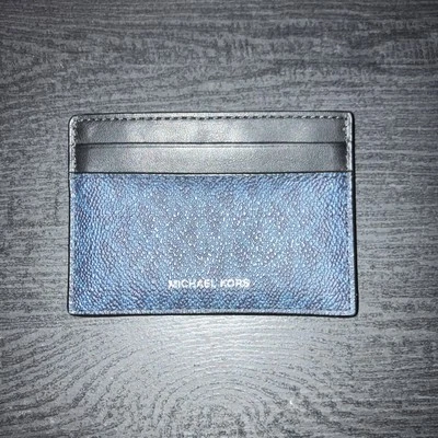 Michael Kors Card Holder Wallet Leather Blue and Black - Image 1 of 2