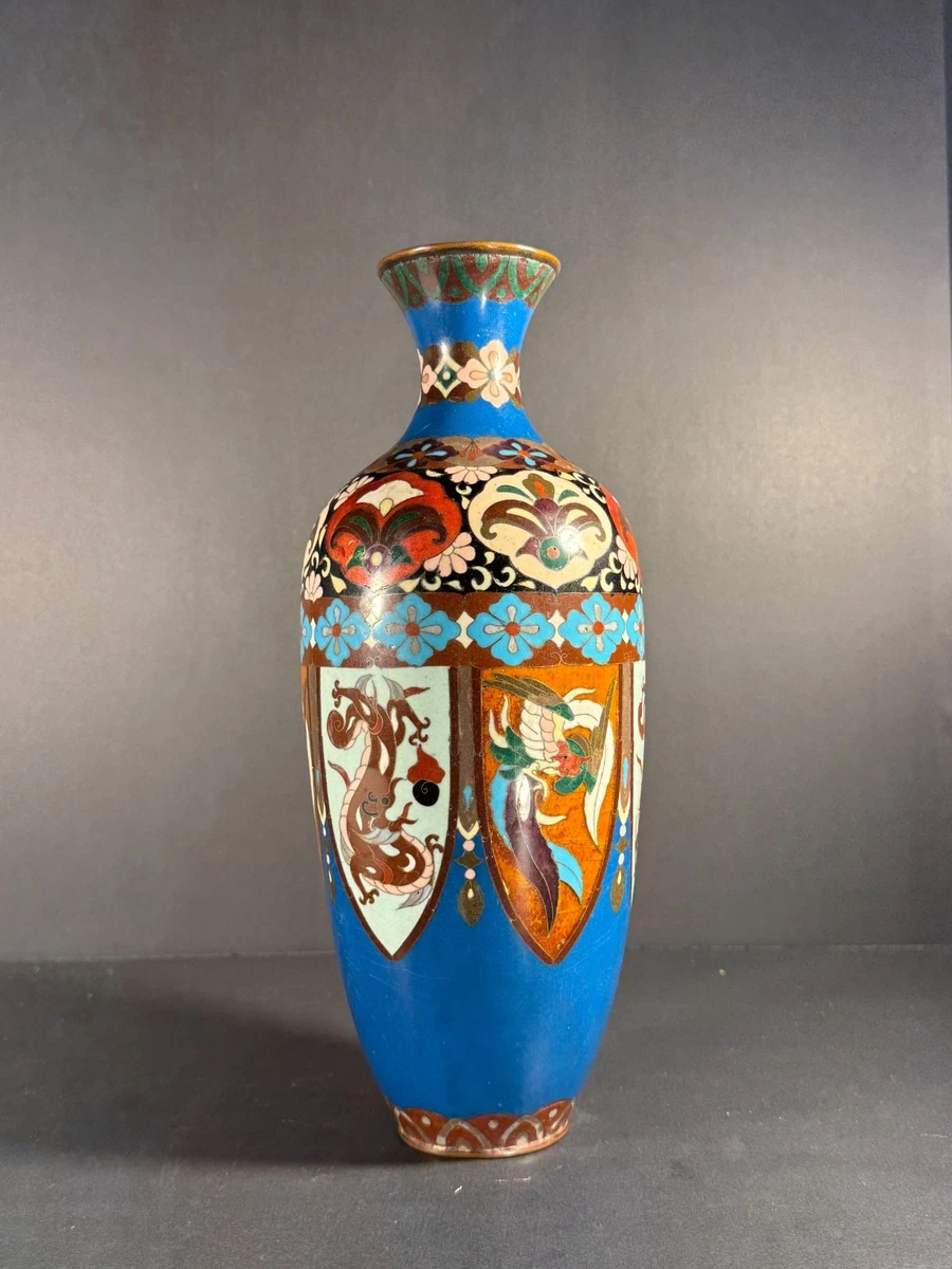 蓝色日本古董花瓶| eBay