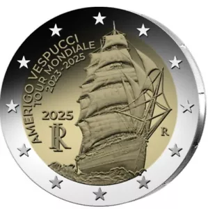 Rotolo Visibile Originale 25x2 Euro Italia 2025 Amerigo Vespucci 2023 - 2025 - Foto 1 di 1