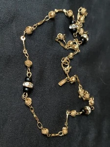 Vintage Delicate Chain Choker Necklace By Monet Endless Knot & Rhinestone Beads - Picture 1 of 8