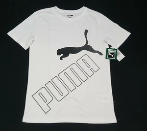 Puma Boys Youth Sports T-shirt Big Puma  logo  short sleeve white - Picture 1 of 4