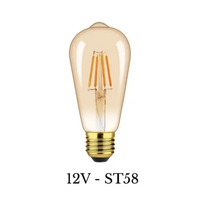 12V LED Filament Bulb ST58 4W E27 | Edison Screw, Lamp Light Globe 12 Volt ES27 - image 1 of 4