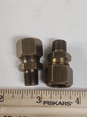 Brass Compression Fitting Unions Reducer Adapter 3/8" Tube OD x 1/8 MNPT  2qty - Image 1 of 4