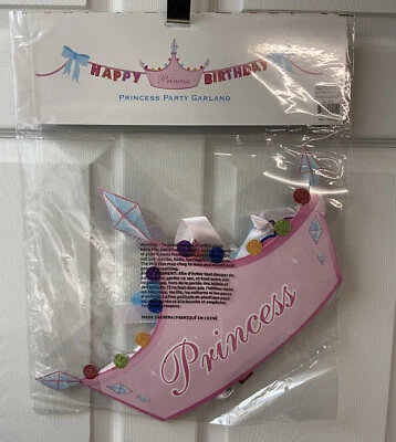 Dept 56 Glitterville Happy Birthday Princess Paper Banner Garland in Package - Image 1 of 3