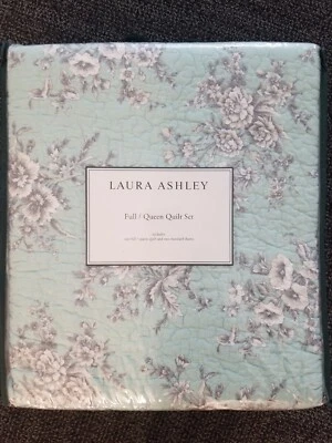 NUEVO Juego Completo de Edredón Laura Ashley Queen Verde Floral 90" x 90" + Dos Fundas  Foto 1 de 4