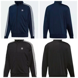 Adidas Men's Firebird Track suit Zip Casual Top Retro Black & Navy Medium M - Picture 1 of 14