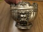 Vintage Silver Plated Georgian Style Monteith Swing Ring Lions Head Bowl Japan