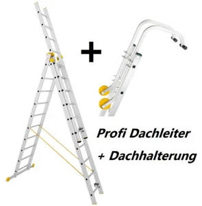 Aloss Forte Profi Vielzweck-Leiter 3x10 Sprossen 8m mit TÜV + Dachhalterung - Bild 1 von 17