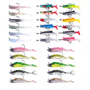 Lotto 28 pezzi esche da pesca pagaia coda minnow ami ghiaccio pesato esche morbide kit - Foto 1 di 5