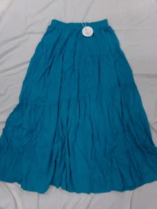 Anrabess Damen türkis Rock lang Maxi Sommer Boho fließend Swing Stufen Gr. L NEU - Bild 1 von 2