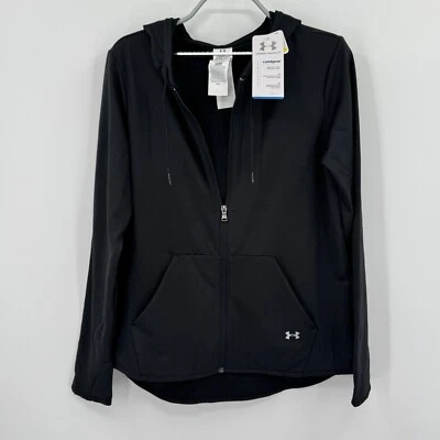 Under Armour Cold Gear Full Zip Hooded Jacket sz L Women's in Black Fleece Lined - Image 1 of 4