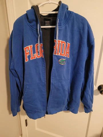 Florida Gators Pro Edge Hoodie Sweatshirt Blue Adult XL Broken Zipper Cover
