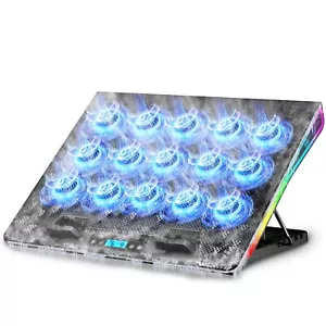 RGB Gaming Laptop Cooling Pad with 15 Quiet Fans for 15-18 Inch Laptops - Picture 1 of 6