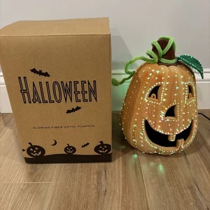 Avon Halloween Glowing Fiber Optic Pumpkin 10” 2002 Tested & Works Original Box - Imagen 1 de 13