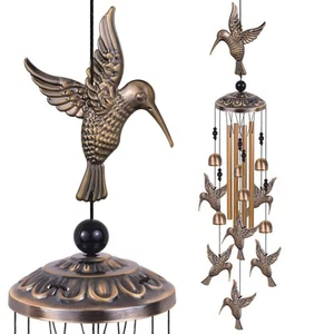 Outdoor Hummingbird Wind Chimes, Hummingbird Bronze Wind Chimes, Gift Wind Ch... - Picture 1 of 8