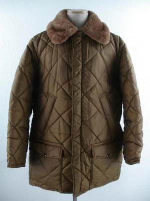 Men's LT L T Walls Insulated Brown Quilted Winter Jacket Coat Faux Fur USA Made - Image 1 of 4