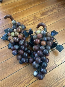 Lot 2 LARGE HEAVY MCM Alabaster Stone Fruit Grape Clusters 15" 16" - Picture 1 of 17