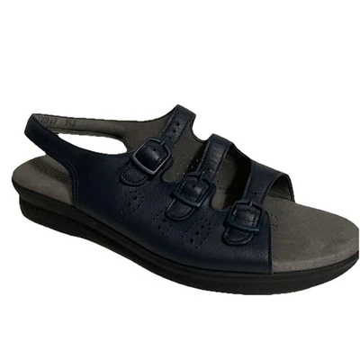 Women’s SAS TRIPAD Comfort Navy Genuine Leather Sandals Shoes Size 9.5S Made USA - Image 1 of 4
