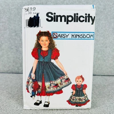 Simplicity 5819 Dress and Pinafore Puff Sleeves for 18" Dolls Childs 5 8 Pattern - Image 1 of 4